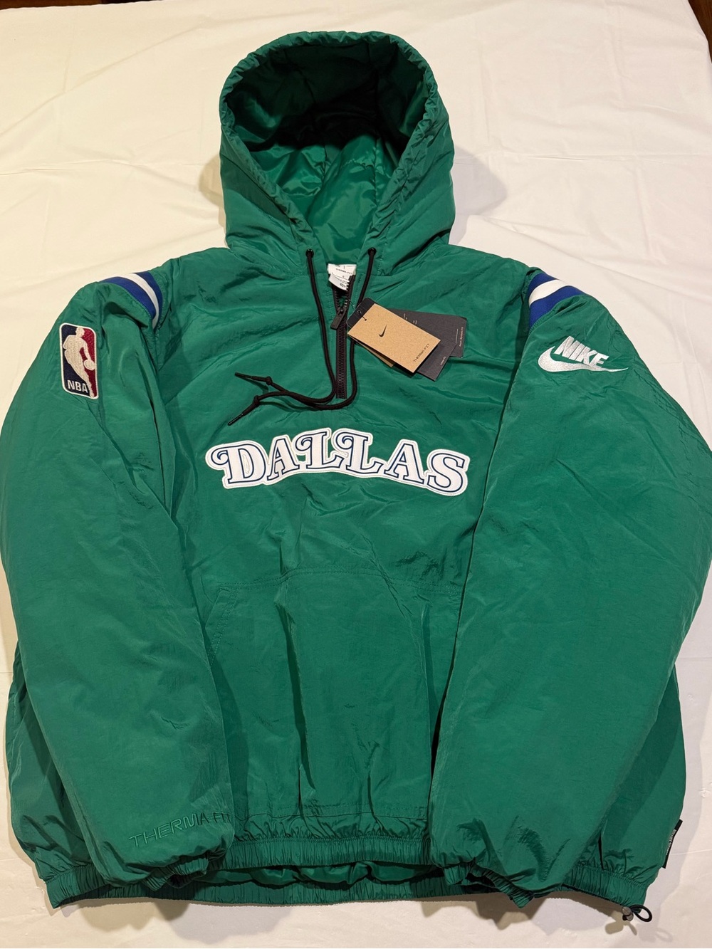 Nike Dallas Mavericks Therma-FIT Pullover Jacket Hoodie Green NBA New With Tags